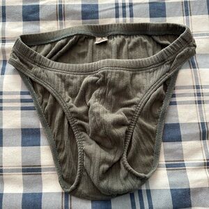 Men’s Vintage Stafford Gray Ribbed Bikini Briefs